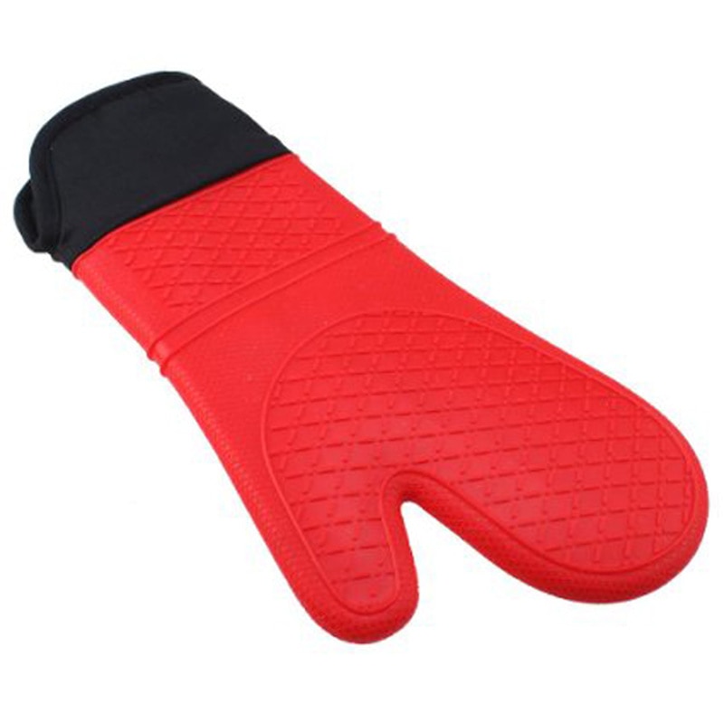 Bestselling Red Silicone Kitchen Oven Mitt Glove Potholder with Extra Long Canvas Sleeve Stitching for Grilling and BBQ