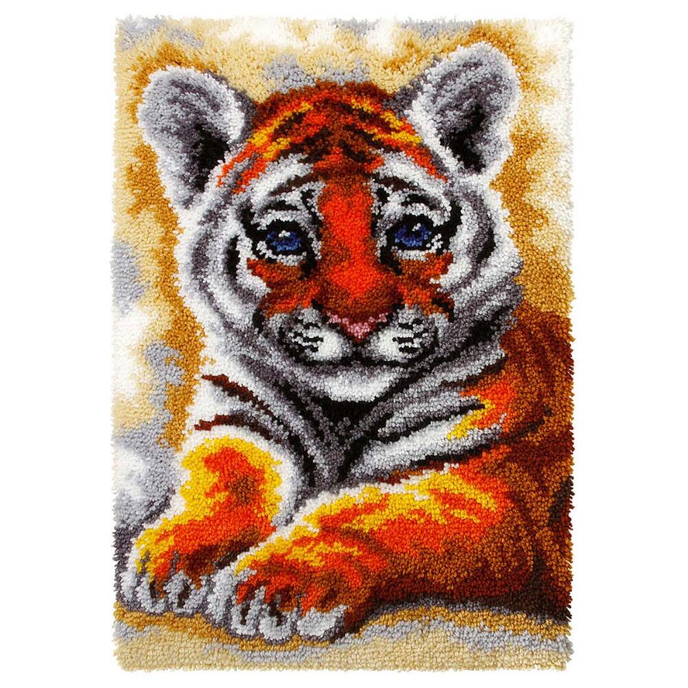 DIY Tiger Latch Hook Rugs Kits for Adults Beginners Kids with Pattern Printed Canvas Rug Crochet Patterns Crafts for adults