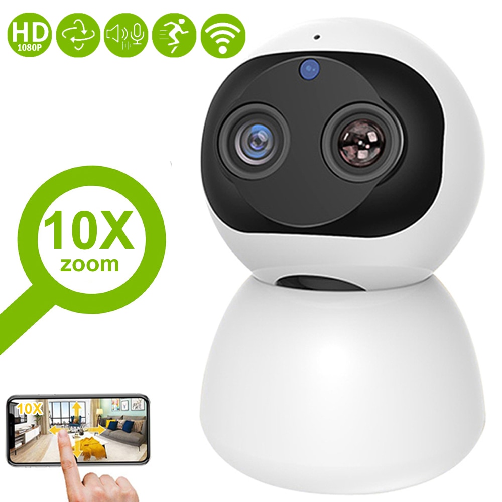 1080P WiFi Camera IP Security Surveillance Smart Home Indoor CCTV PTZ 360 10X Zoom Baby Monitor Securite Video Kamera 2.4G Cam