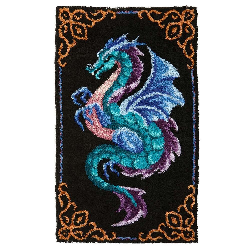 Latch Hook Kits for Adults and Kids Latch Tapestry Kit Hook Kit with Printed Dragon Pattern Relaxing and Fun Hobby Kit
