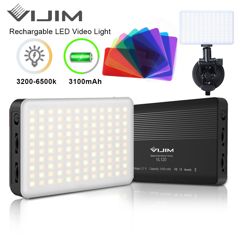 VIJIM VL120 3200K-6500K Zoom LED Video Light Adjustable Portable Fill Light Vlog Light Conference Lighting Sucktion Kit