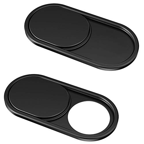 CloudValley Webcam Cover Slide[2-Pack], 0.023 Inch Ultra-Thin Metal Web Camera Cover for Macbook Pro, iMac, Laptop, PC, iPad Pro, iPhone 8/7/6 Plus, Protect Your Visual Privacy [Black]
