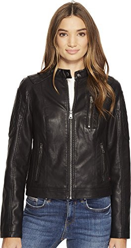 Levi's Women's Faux Leather Motocross Racer Jacket (Standard and Plus), Black, X-Large
