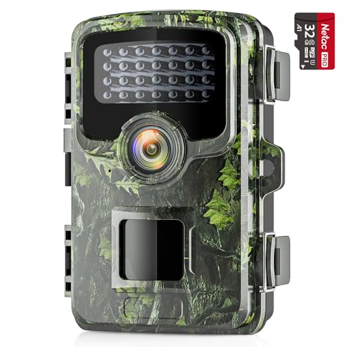 Coolifepro Trail Camera, 1520P 32MP Game Cameras with Night Vision Motion Activated Waterproof IP66, Trail Cam Comes with 8 AA Batteries & 32GB Card, Deer Camera with 0.1s Trigger Speed 65FT Distance