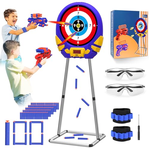 KEUCL Shooting Toys for Kids, Digital Touch Screen and Electronic Scoring Target, with Foam Dart Toy Gun for Boys and Girls Ages 4, 5, 6, 7, 8, 9, 10, 11, 12+, Birthday Gift, Outdoor Toy