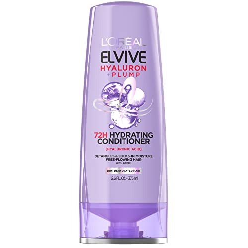L'Oreal Paris Elvive Hyaluron Plump Hydrating Conditioner for Dehydrated, Dry Hair Infused with Hyaluronic Acid Care Complex, Paraben-Free, 12.6 Fl Oz