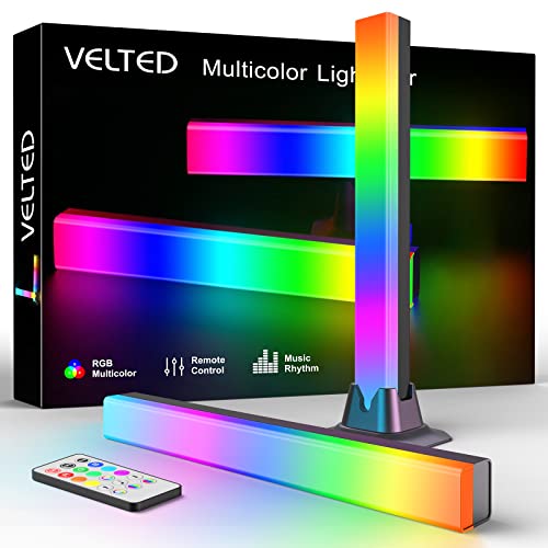 velted RGB Light Bar, Music Sync RGB IC LED Lights Bars, USB Powered Ambient Lighting, Remote Control Color Changing Gaming TV Backlight, 8 Dynamic Modes for PC Room Monitor Desk