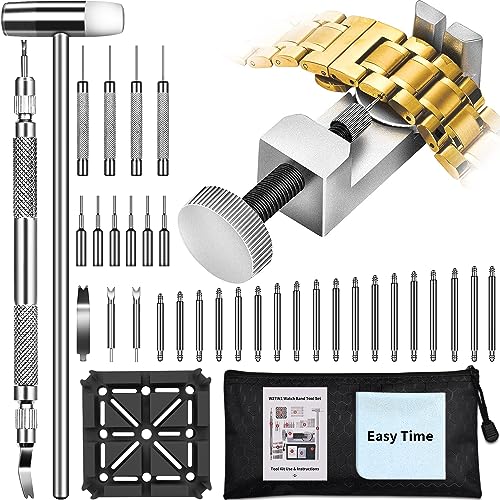 Watch Link Removal Tool Kit, Watch Band Tool Kit, Spring Bar Tool Set for Watch Repair and Watch Band Replacement with Small Hammer, Professional Watch Strap Remover Repair Tool, 108PCS Spring Bar