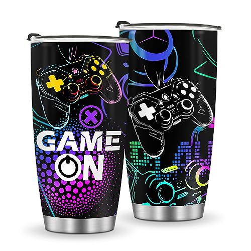 Jekeno Mug Tumbler Gifts for Boys - Gamer Gaming Gamepad Presents for Kids Boys Teen Son Men Boyfriend Birthday Halloween Christmas Game Controller Cup for Husband Father Dad 20oz Stainless Steel