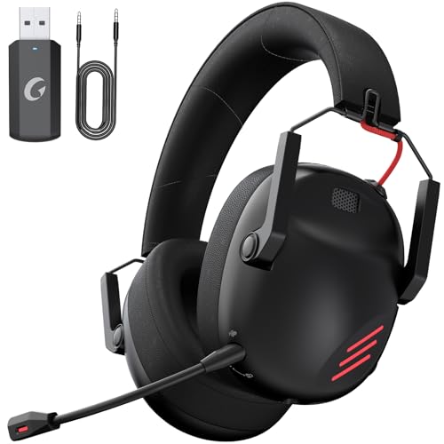 KAPEYDESI Wireless Gaming Headset for PC, PS5, PS4, Mac, Nintendo Switch, Gaming Headphones with Microphone, Bluetooth 5.3 Gaming Headset Wireless, ONLY 3.5mm Wired Mode for Xbox Series - Black