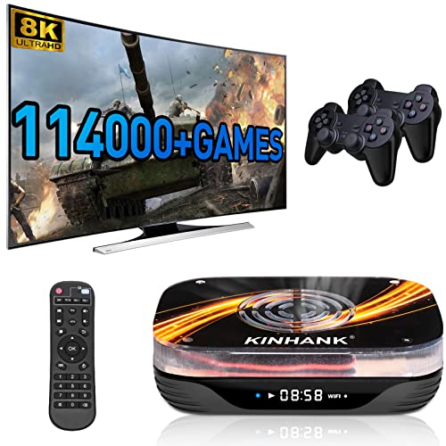 Kinhank Super Console X3 Plus Retro Video Game Consoles Built-in 114000+ Games, Android TV 9.0/CoreELEC/Emuelec 4.5 Game System, S905X3 Chip, 8K UHD Output,2.4G/5G, BT 4.0, USB 3.0