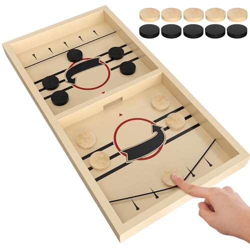 Large Fast Sling Puck Game - Fast Paced Sling Hockey Board Games & Super Foosball Winner Rapid Slingshot Battle Table - Ideal for Family Nights, Parties & Competitive Fun for Adults and Kids