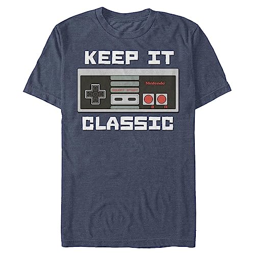 Nintendo Men's Keep it Classic T-Shirt, 5X-Large, Navy Heather