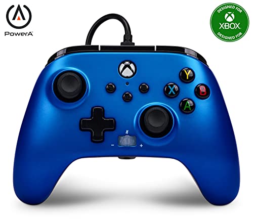 PowerA Enhanced Wired Controller for Xbox Series X|S - Sapphire Fade, gamepad, wired video game controller, gaming controller, Xbox Series X|S, Officially Licensed for Xbox