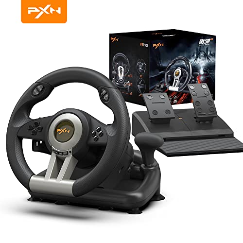 PXN Racing Wheel - Gaming Steering Wheel for PC, V3II 180 Degree Driving Wheel Volante PC Universal Usb Car Racing with Pedal for PS4, PC, PS3