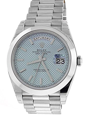 Rolex Day-Date 40 Platinum Ice Blue Diagonal Motif Dial Men’s Watch 228206