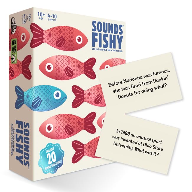 Sounds Fishy: The Bluffing Family Board Game for Kids 10+ and Adults — Best New Family Quiz Games, Trivia Games for Groups of People…