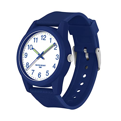 TENOCK Kids Analog Watches for Boys 50M Waterproof Kids Watches Learning Time Children Watch Easy to Read Great Birthday Gifts for Ages 3-10 Kids Blue