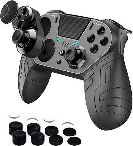 【2021 Upgraded Version】 Wireless P4 Controller with 3 Programmable Back Buttons and 1 Sensitivity-Control Back Button, Game Controller Remote with Turbo/Gyro/HD Dual Vibration/Touch Panel/LED
