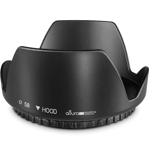 58MM Tulip Flower Lens Hood for Canon EOS 77D 80D 90D Rebel T8i T7 T7i T6i T6s T6 SL2 SL3 DSLR Cameras with Canon EF-S 18-55mm f/3.5-5.6 is Lens and Select Nikon Lenses