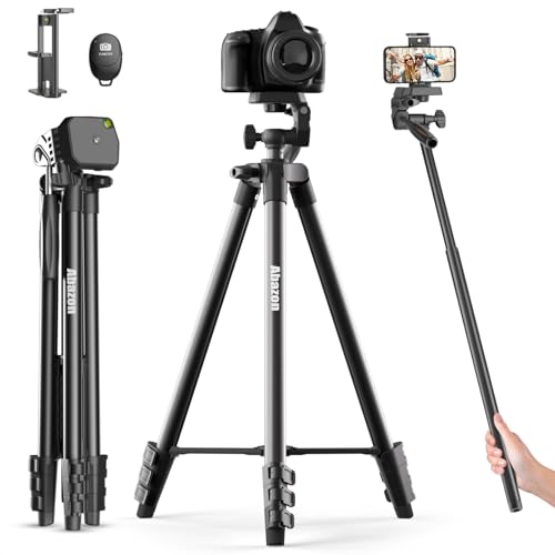 71" Camera Phone Tripod Stand Selfie Stick Compatible with Canon Nikon DSLR All Cell Phones with Wireless Remote Phone Holder Carry Bag