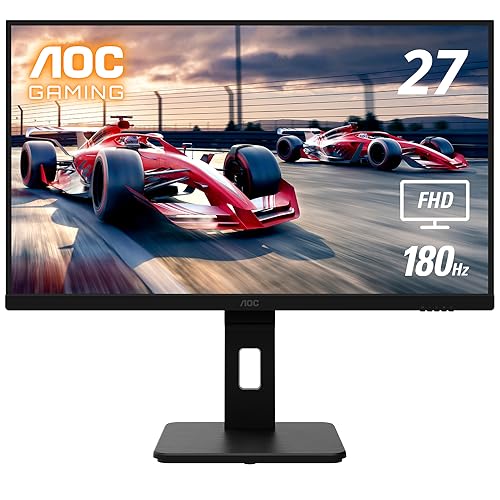 AOC 27G15 27" Gaming Monitor, Full HD 1920x1080, 180Hz 1ms, Adaptive-Sync, HDR10, Pivot & Height Adjustable, Console Gaming Ready, Xbox PS5 Switch, 3-Year Zero-Bright-Dot