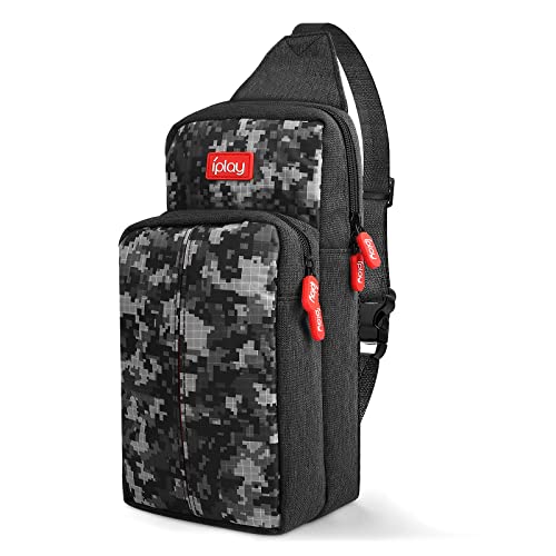 Backpack Carrying Travel Bag for Nintendo Switch/Lite/OLED/Console/Dock/Joy-Cons&Accessories Storage, Portable Nylon Waterproof Crossbody Shoulder Chest Sling Side Gaming Bag for Men, Camouflage