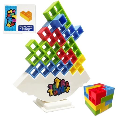 Balance and Fun - Tetra Tower Stacking Blocks Game for Kids & Adults, Perfect for Family, Parties, Travel (32 PCS)