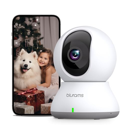 blurams Security Camera, 2K Indoor Camera 360° Pet Camera for Home Security w/Motion Tracking, Phone App, 2-Way Audio, IR Night Vision, Siren, Works with Alexa & Google Assistant(2.4GHz ONLY)