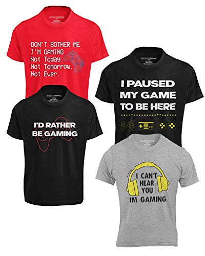 Brooklyn Vertical Boys' 4-Pack Gaming T-Shirts | Crew Neck, Sizes 6-20, Combo B, M-10/12