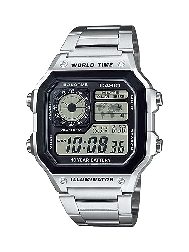 Casio Men's Classic Stainless Steel Japanese-Quartz Stainless-Steel Strap, Silver, 21 Casual Watch (Model: AE1200WHD-1A)