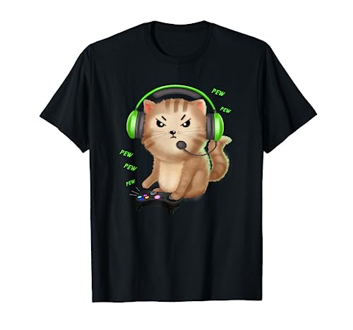 Cat Gaming Gift Video Games Lover Nerd Girl T-Shirt