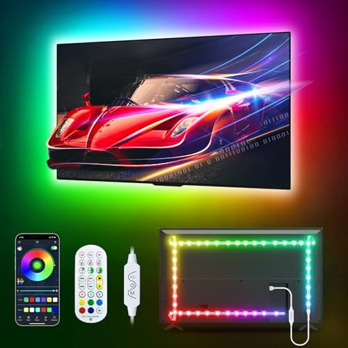 Daymeet LED Lights for TV, 13.1ft RGB Strip Lights for 45-60in TV, Music Sync TV Lights Backlight Behind, Bluetooth TV Lights with Remote and APP Control LED Strip Lights for Gaming Room Decoration