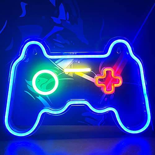 Decojoy Neon Signs for Wall Decor, Neon Lights for Teen Room Decor, Gamer Stuff for Cool Bedroom, Video Game Controller Led Sign Light up Men Boys Kids Gaming Zone, Gifts for Birthday Easter Xmas