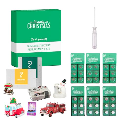 Do-it-Yourself Screwdriver and Batteries Replacement Kit with (18 LR41, 18 LR44) Compatible for Hallmark Keepsake Magic Ornament + Bonus Surprise Christmas Ornaments QSB6066