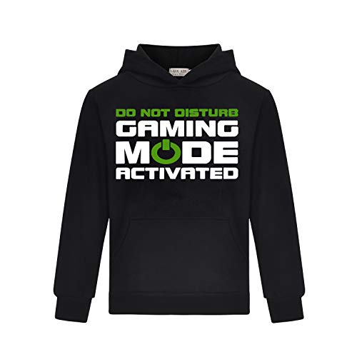 Do Not Disturb Gaming Mode Activated Inspired Hoody Kids Children's Girls & Boys Pullover Hoodies with Pocket (Black, 13-14 Years)