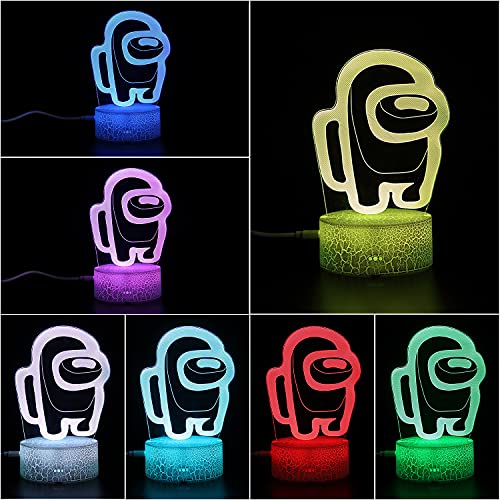 erduoduo 3D Illusion Table Lamp, 7 Colors Illusion Night Light Among Us Game Table Lamp，USB Powered 7 Color lamp with Touch Switch Children Gift Bedroom Decoration