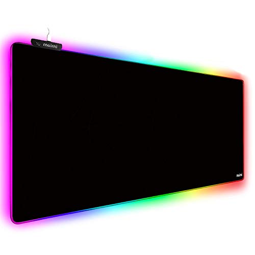 Extended RGB Gaming Mouse Pad, Extra Large Gaming Mouse Mat for Gamer, Waterproof Office DEST Mat with 10 Lighting Mode, for PC Computer RGB Keyboard Mouse - 31.5'' x 11.8" x 4mm (Black)