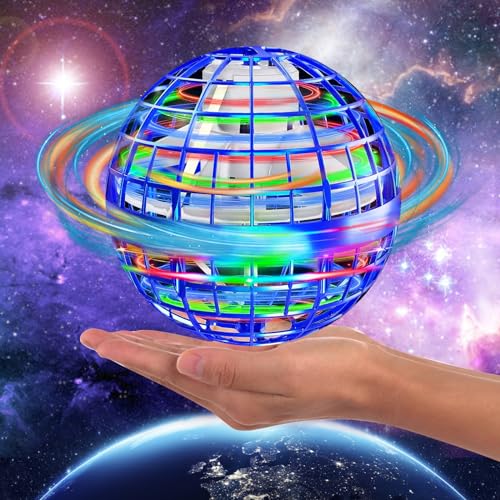 Flying Orb Ball Toy - 2023 Upgraded Magic Flying Orb Toy with LED Light 360°Rotating, Boomerang Flying Space Ball Toys Indoor Outdoor Fun Games, for Boys Girls Adults(Blue)