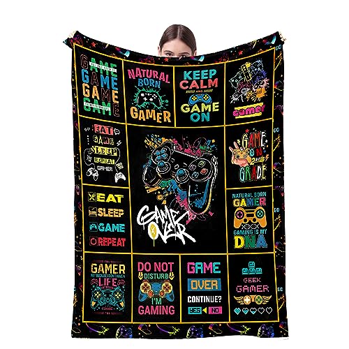 Gamer Gifts Blanket Video Game Gaming Blanket Soft Flannel Fleece Throw for Couch Game Room Decor Teen Boys Men 60"x50" (Video Game Lovers)