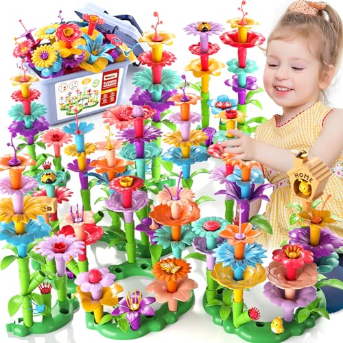 Garbo Star 148PCS Flower Garden Building Toys for 2 3 4 5 6 Year Old Girls, Educational Activity Preschool Birthday Gifts, Stem Toys for Kids Toddlers Ages 1-3 3-5