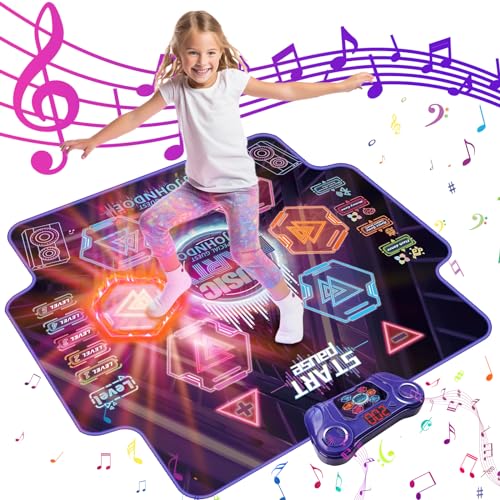 Hollyhi LED Light Dance Mat Toys for Girls Age 3-12, Dance Game with 4 Game Modes, 5 Challenge Levels, Play Dance Pad Kids Christmas Birthday Gifts for 3 4 5 6 7 8 9 10 11 12 Year Old Boy Girl (Cool)