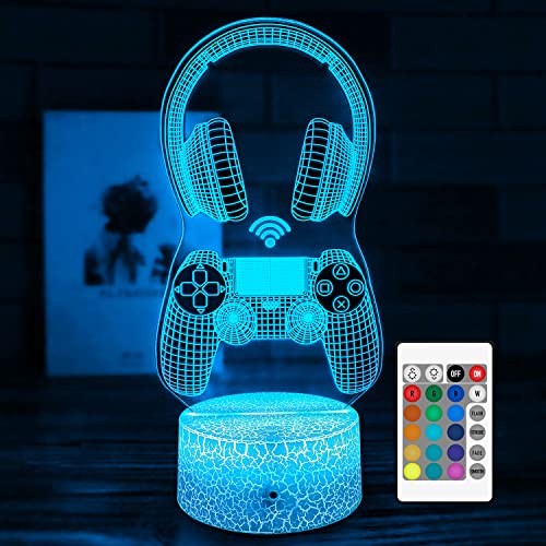 HONRG Gaming Night Light Gamer Room Decor for Boys 3D Illusion Lamp with Remote Control and Touch 16 Colors Gamer Gift for Kids Teen Boys Girls Video Game Battle Signs Gift