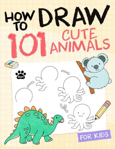 How To Draw Animals For Kids: Simple And Easy Drawing Book To Learn How To Draw Dog Cat Lion Elephant Dolphine and More Step By Step For Kids