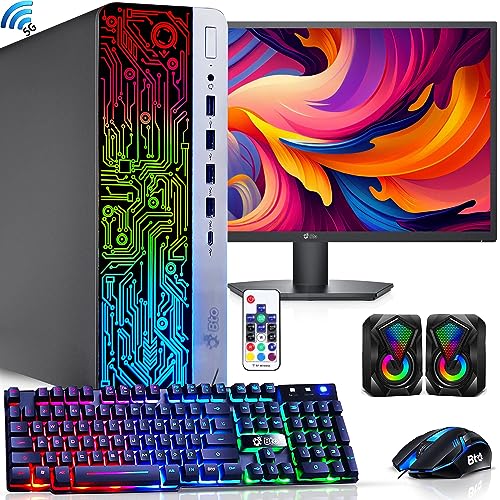 HP ProDesk Desktop RGB Computer PC Intel i5-6th Gen. Quad-Core Processor 16GB DDR4 Ram 1TB SSD, 22 Inch Monitor, Gaming Keyboard and Mouse, Speakers, Built-in WiFi, Win 10 Pro (Renewed)