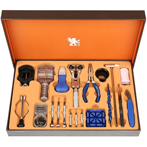 H&S Watch Repair Tool Kit - 155pcs - Tools for Pin Link & Back Removal and Strap Adjustment - Comes in a Box Case