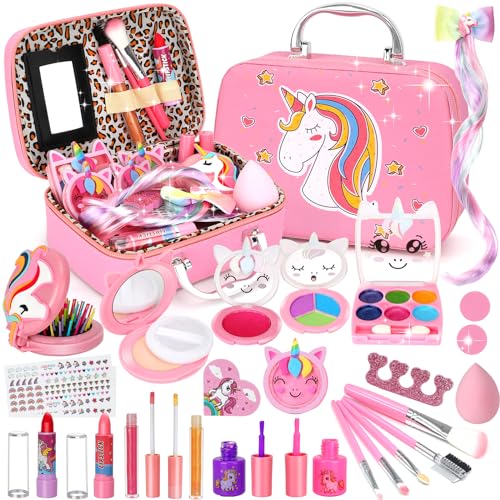 Kids Makeup Kit for Girl, Girls Toys Washable Kids Makeup Kit, Little Girls Makeup Kit for Kids Children, Princess Pretend Play Set Kids Toys for 3 4 5 6 7 8 9 Year Old Girls Birthday Gifts Christmas