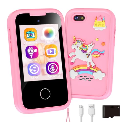 Kids Phone Toy Gift for Girls 3 4 5 6 7 8 Years Old, Toddler Smart Phone Unicorns Learning Toys - Pretend Play Phones with Educational Games, MP3 Music Player, Birthday Gifts for Boys Age 3-8