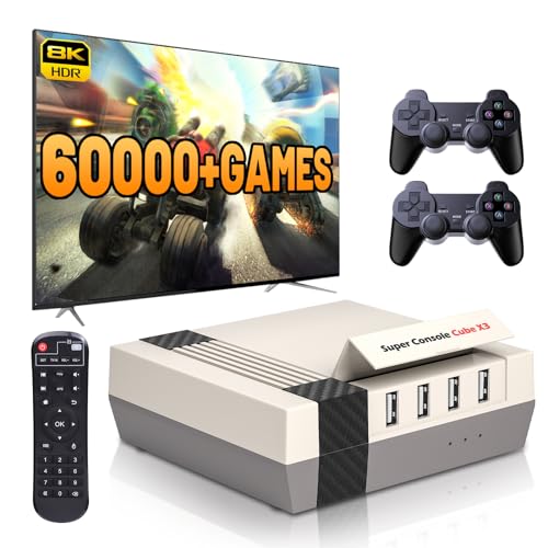 Kinhank Super Console Cube X3 Retro Game Console with 60000+ Games, EmuELEC 4.5/Android 9.0/CoreE 3 Systems in 1,2.4G+5G,BT 4.0,Compatible with 65+ Emulators