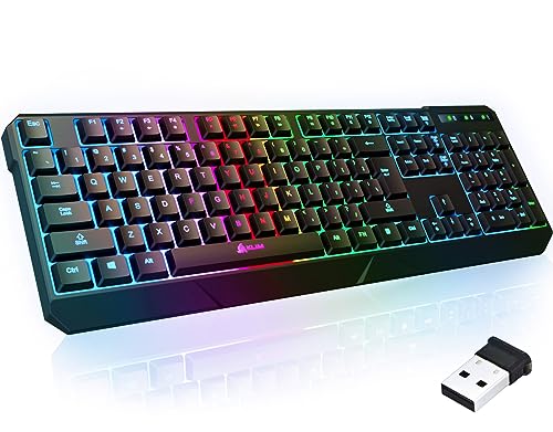 KLIM Chroma Wireless Gaming Keyboard RGB - Backlit Keyboard - New - Long-Lasting Rechargeable Battery - Quick & Quiet Typing - Water Resistant - Teclado Gamer - PC PS5 PS4 Xbox One Mac